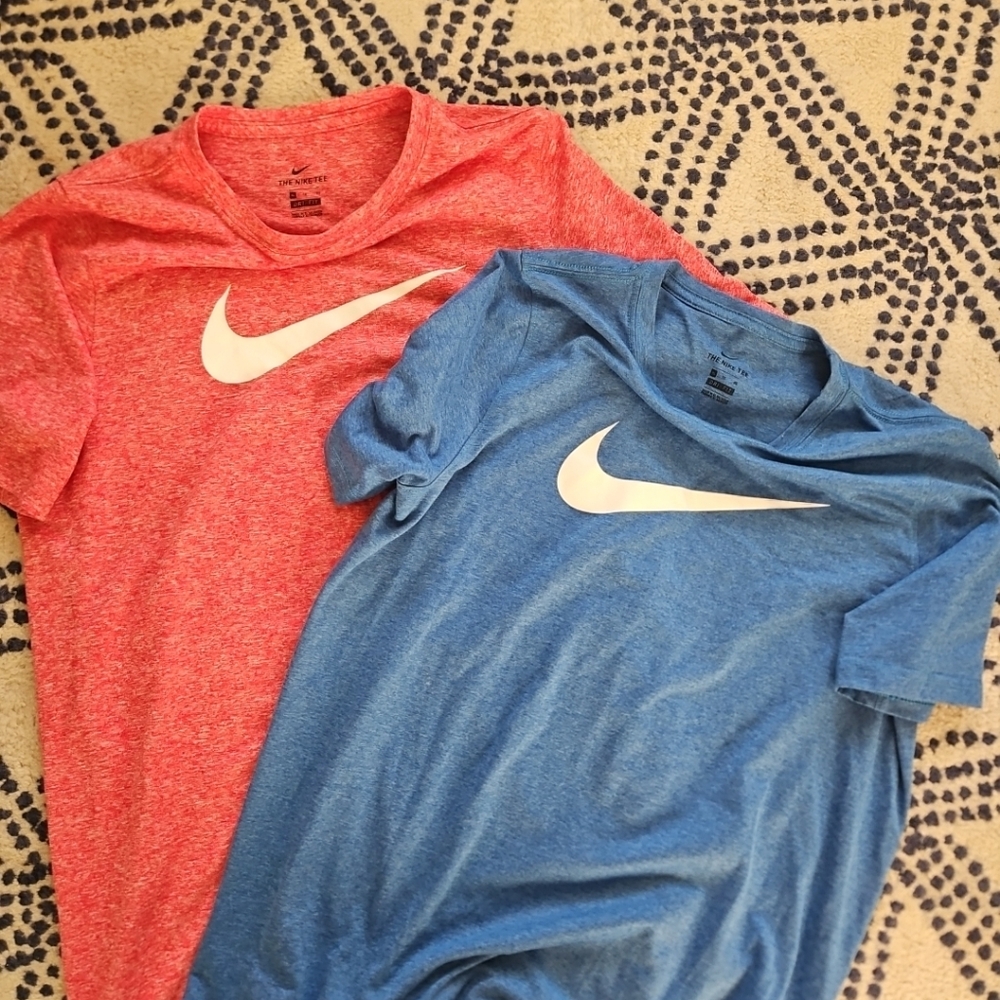 Nike Kids XL Heathered Red and Blue Dri Fit Tees